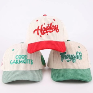 High Quality Unisex <b>Waterproof</b> 6-Panel Baseball Caps Wholesale Embroidered Vintage Two Tone Corduroy <b>Hat</b> - Product Image 5