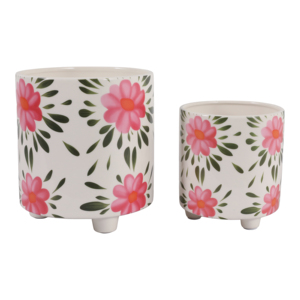 Set di 2 Vasi Decorativi Dipinti a Mano per Interni ed Esterni, Eleganti Fioriere per Soggiorno - Product Image 5