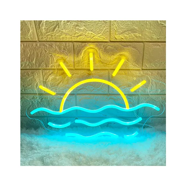 Enseigne murale néon Sunray Cadeau de Noël Sunrise Lamp USB Operated Wave Neon Light Up Sign