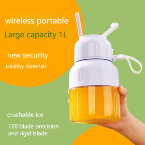 New 12 Blades Wireless Portable Juicer USB Rechargeable 1L <b>Large</b> Capacity Fruit and Vegetable Juice <b>Cup</b> with Lanyard and Straw - Product Image 4