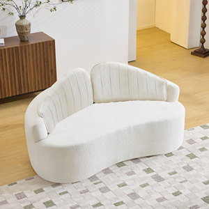 Curved Convertible Two-seater <b>Sofa</b> Fully Compressed Design for Living Room & <b>Hotel</b> Use Adjustable Height Removable Backrest - Product Image 3