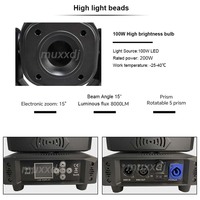 Muxxdj 5 Prism 100w LED Moving Head, Luz Móvil LED de 100W con Efecto Beam y Spot, Luces para Escenarios de Conciertos