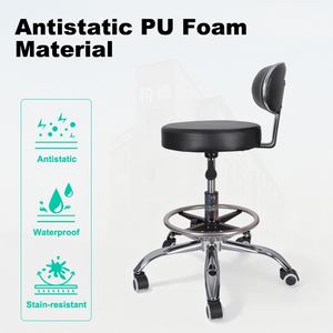 כיסא מעבדה מודרני ארגונומי מתכוונן מעור PU עם גלגלים ומשענת גב לשימוש ממושך בישיבה, מתאים לשימוש בבתי חולים ובמעבדות. - Product Image 4