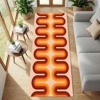 Retro Wave Runner Rug with Orange and Brown Swirl Rug Funky Mid Century Modern Carpet 70s Aesthetic Hallway Floor Decor for Home