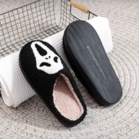 Pantuflas de Halloween con diseño de calabaza fantasma, divertidas, cálidas, para parejas, para interiores, para el hogar, para hombres y mujeres
