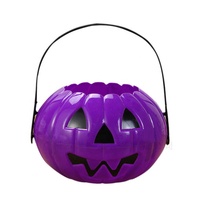 Seau citrouille souriante pliable et détachable 2-en-1 pour Halloween, sac à bonbons pour décoration de fête et organisation d'événements