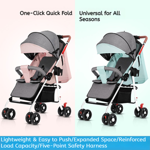 Cochecito <span class=keywords><strong>de</strong></span> bebé <span class=keywords><strong>de</strong></span> lino <span class=keywords><strong>de</strong></span> cuatro ruedas <span class=keywords><strong>para</strong></span> niños, carrito plegable ligero con función <span class=keywords><strong>de</strong></span> sentarse y acostarse, coche con un clic - Product Image 3