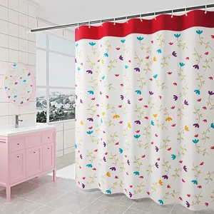 72 x72 Inches washable waterproof fabric bathroom flower printing shower curtain