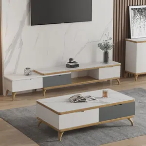 Europäischer Luxus Wohnzimmer Couch tisch TV-Ständer Massivholz Modern Rock Plate Sofa Center Couch tisch