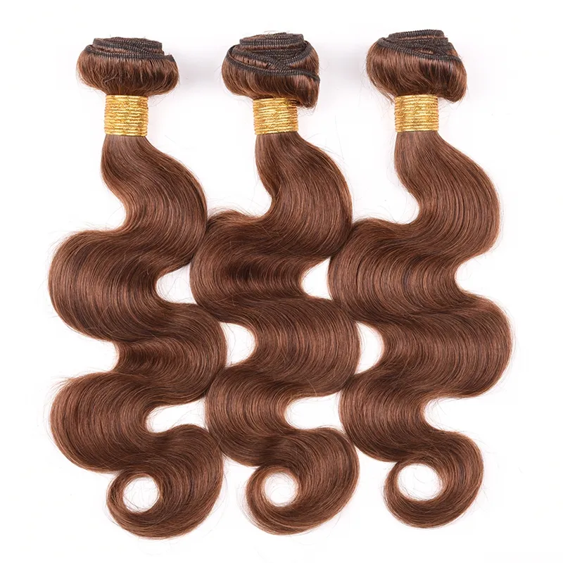 Wholesale Light brown 4# 100% virgin human hair body wave peruvian free sample extension wig for black women peruca ondulada