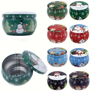 Aromatherapy Candle Jar <b>Small</b> Flower Retro Tinplate Candy Jar Christmas Round <b>Tin</b> Scented Candle <b>Small</b> Gift Jar With Lid - Product Image 4