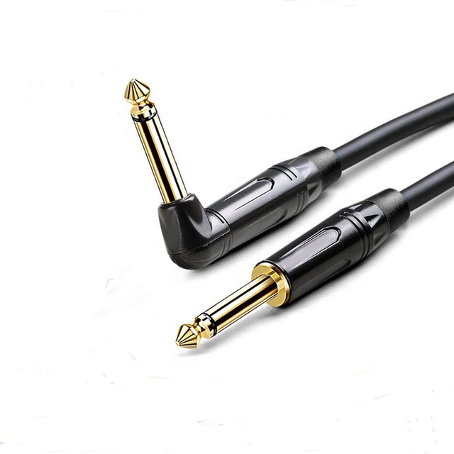Right Angle 6.35mm 1/4" TS Male to Male Mono Elbow Audio Cable for Guitar Mixer Amplifier Speaker