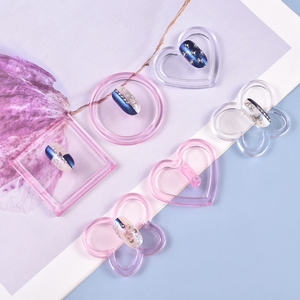 Supports d'entraînement pour ongles KADS, 4 pièces/boîte, transparents roses, forme mignonne, présentoirs pour nail art, pour usage en salon de manucure - Product Image 2