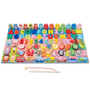 Montessori Educational Wooden Toys Children Busy Board Math Fishing Children's Wooden Preschool Montessori Toy Counting Geometry