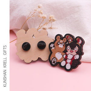 Custom Cute Bear Wood <b>Pin</b> Badge for <b>Clothes</b> Custom Lapel Wooden <b>Pin</b> Maker - Product Image 1