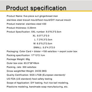 Beeman ensemble de moules à pâtisserie de noël pour homme, emporte-pièce de décoration en pain d'épices, 5 pièces - Product Image 2