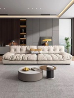 Canapé d'angle modulable confortable et luxueux, moderne, capitonné avec boucles, en tissu givré blanc nuage, pour salon, appartement, centre commercial
