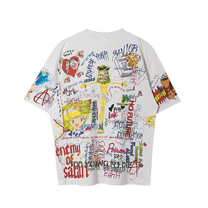 Camiseta de manga corta moderna, elegante, holgada, informal, con estampado de grafiti, versátil, para hombres, mujeres y parejas. - Product Image 2