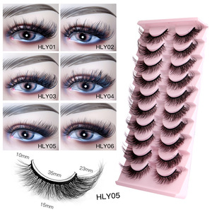 Faux-<span class=keywords><strong>cils</strong></span> <span class=keywords><strong>en</strong></span> vison doux faits à la main, naturels, dimensionnels, 10 paires, bandes complètes pour femmes, avec boîte à plateau, 8D épais et bouclés - Product Image 3