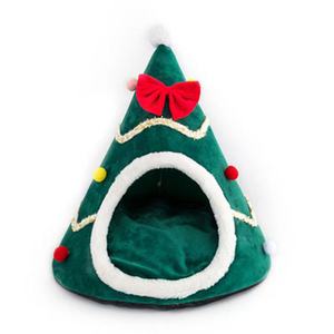 <span class=keywords><strong>2026</strong></span> Neues Katzenbett Weihnachtsbaum-Katzenzelt Selbstwärmend 2-in-1 Abnehmbares Komfortables Dreieckiges Haustier-Tipi Hundehöhle - Product Image 1