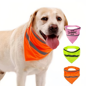 Custom Reflective Dog Triangle <b>Scarf</b> Fluorescent Lightweight Pet Bib Glow in Dark Velcro Pet Bandana Safety Walking Neck <b>Scarf</b> - Product Image 1