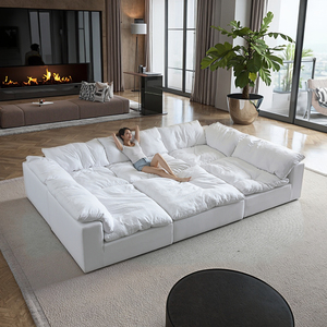 Canapé modulaire en tissu blanc de luxe moderne en forme de U, compressé et emballé sous vide, pour salon, convertible en lit - Product Image 1