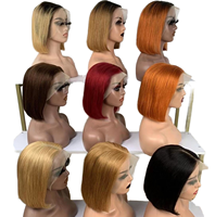 Nouvelle perruque brésilienne non Remy en cheveux vierges, longue et droite, avec dentelle frontale transparente, mélange de cheveux humains, densité 180 %, cheveux de bébé, petite taille de bonnet