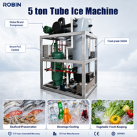 Machine à glace en tubes industrielle de 5 tonnes, automatique avec PLC, pour glace cristalline comestible, idéale pour bars, boissons, chaîne du froid et marchés de fruits de mer