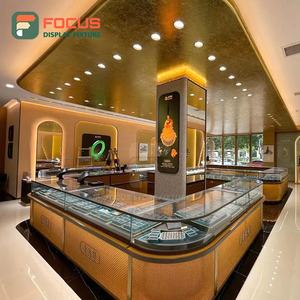 Comptoir à bijoux en bois haut de gamme, vitrine à bijoux en verre, éclairage LED, étagère de présentation de bijoux de luxe, vitrine - Product Image 1