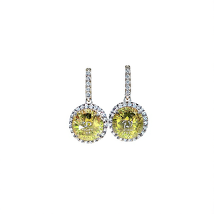 Orecchini pendenti con zirconi da donna, in lega, taglio brillante rotondo, montatura circolare, gioielli alla moda per feste, orecchini pendenti di tendenza - Product Image 1