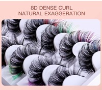 Pinky leem Meilleure Vente faux cils Cils Synthétiques 25mm Faux 5d Cils de Vison 3D couleur Soie 7 paires Bande Cils Vendeur