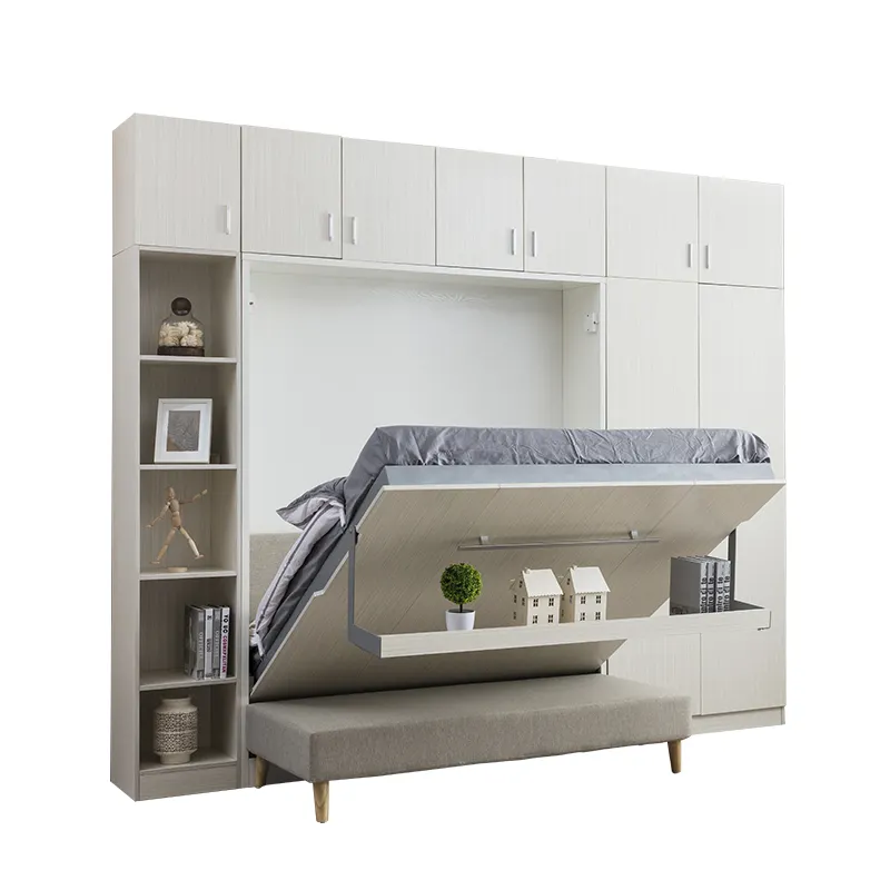 Ahorro de espacio pequeño dormitorio muebles de cama de la pared oculta murphy cama con sofá