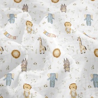 Tissu en coton double gaze froissé imprimé girafe, éléphant, lion, raton laveur pour draps, housses de couette, serviettes de bain et vêtements de nuit pour enfants