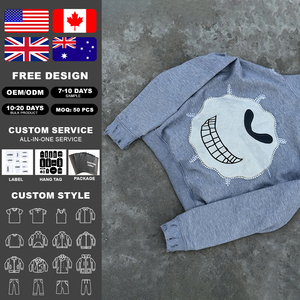 Heavyweight Acid WashZip up Hoodie Men Y2K Grunge Distressed Applique Letter Streetwear Vintage Men's Sweatshirt - Product Image 2