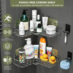 Estante de esquina de ducha montado en la pared de acero inoxidable de alta calidad moderno conjunto de accesorios de almacenamiento de baño estante de baño - Product Image 5