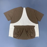 T-shirt en nylon surdimensionné à coupe carrée avec logo personnalisé OEM, haute qualité, style Gorpcore Techwear Streetwear, color block, poche cargo 3D pour homme