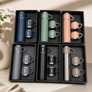 Popular Business 500ml Gift Box Set Portable Stainless Steel Vacuum Insulated <b>Thermos</b> Cup with Spoon 3 Lids - Product Image 1