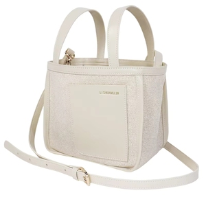 Custom Logo OEM High-end Microfiber Patchwork <b>Canvas</b> Tote <b>Bag</b> Structured <b>Drawstring</b> With Liner Commuting Handbag - Product Image 5