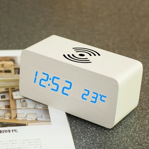 EMAF Promotion Gift <strong>Bedside</strong> Desk Morning Desktop Electronic Wood Display Led Digit Alarm Wireless Charger <strong>Clock</strong> for Mobile Phone - Product Image 6