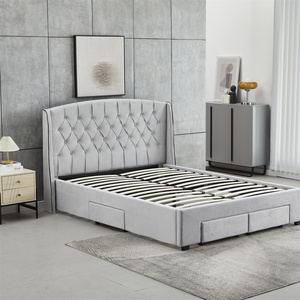 <span class=keywords><strong>Cama</strong></span> King-Size <span class=keywords><strong>de</strong></span> Diseño Moderno y Lujoso con Cabecera Acolchada, Juego <span class=keywords><strong>de</strong></span> Muebles <span class=keywords><strong>de</strong></span> Dormitorio con Cajones y Almacenamiento, Estructura <span class=keywords><strong>de</strong></span> Madera <span class=keywords><strong>de</strong></span> Lujo, Venta al Por Mayor - Product Image 2