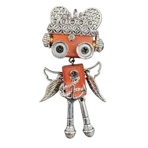 Брелок-подвеска ручной работы в стиле панк: робот, молот, лопата, топор, микрофон, ракетка для бадминтона, из цинкового сплава с черным никелевым покрытием - Product Image 6