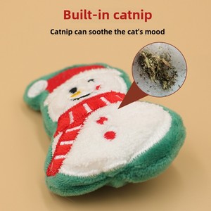 Juguete ecológico para gatos, bonita forma navideña de peluche con hierba gatera integrada para autoentretenimiento, suministros para mascotas para gatos - Product Image 2