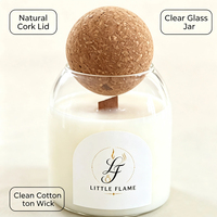 Pot en verre borosilicate transparent populaire et tendance de 15oz, 25oz, 30oz pour bougie parfumée avec bouchon en bois en forme de boule