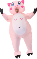 Costume de cochon rose gonflable pour adultes, modèle de dessin animé, 1,5-1,9 m, thème animaux, en polyester