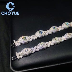 Fashion S925 Silver Moissanite Cuban Bracelet Iced Out Evil Eyes <b>Infinity</b> Design Pass Diamond Tester Hip Hop Jewelry for Men - Product Image 5