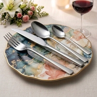 Ensemble de couverts vintage en acier inoxydable poli miroir, couteau, fourchette, cuillère, pour mariage, hôtel, restaurant, OEM, ODM