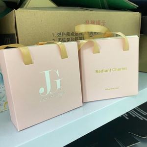 Elegant <b>Pink</b> Ribbon Pull Drawer Jewellery Box, Custom Printed Gold Foil Rigid Slide <b>Gift</b> Box For Jewelry Brand Packaging - Product Image 6