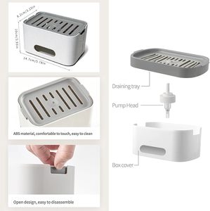 Modern Standing Type ABS Double Tier Sponge Holder <b>Rack</b> with Soap Dispenser for <b>Kitchen</b> - Product Image 4