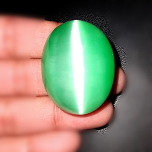 Cabochon plats en pierre précieuse, Cabochon ovale, verte, yeux de chat, <span class=keywords><strong>perles</strong></span>, nouvelle collection - Product Image 1