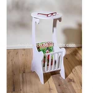 Eco-friendly Wooden Rack Holder for Magazine White Round Side Wooden Coffee <strong>Table</strong> <strong>with</strong> Drawer <strong>Shelf</strong> - Product Image 2